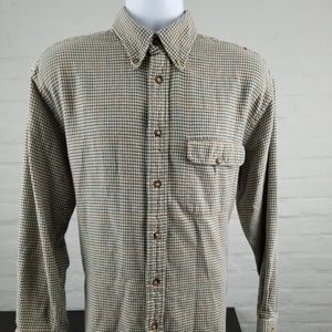 Orvis Tan Plaid Cotton Button Down Sz Large